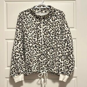 Old Navy 1/2-Zip Leopard Print Sweatshirt, Size Large